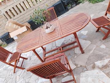 Tavolo 4 sedie legno MASSELLO Come nuovo Roma nord