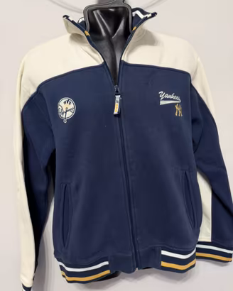 New york yankees varsity zip jacket navy crema M