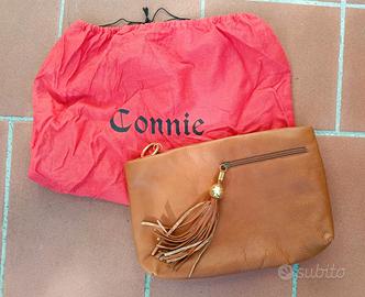 Pochette Connie in pelle marrone made in Italy