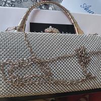 pochette con brillantini argento