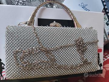 pochette con brillantini argento