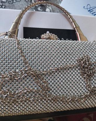 pochette con brillantini argento