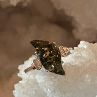 Anello Ambra Verde in argento 925s regolabile