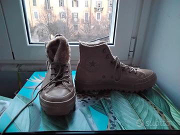 Converse all star platform con pelliccia