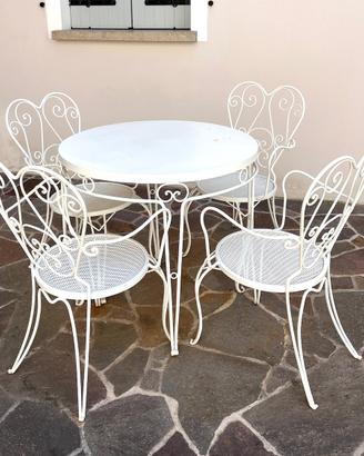 Set da giardino (tavolo+ 4 sedie) in ferro battuto
