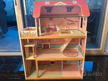 Grande Casa bambole + 8 barbie + arredi + auto