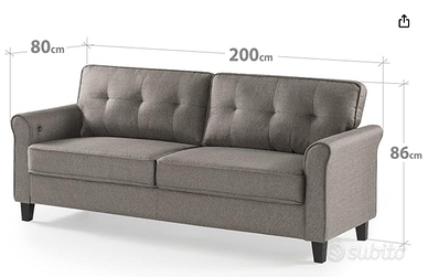 Divano a 3 posti 200x80x86 cm NO DIVANO LETTO