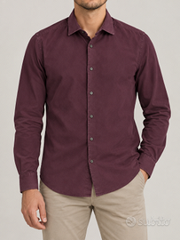 Camicia OVS uomo M bordeaux cotone stretch
