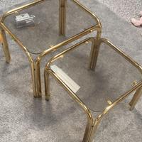 Coppia di tavolini anni 80 metallo placcato ottone