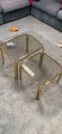 Coppia di tavolini anni 80 metallo placcato ottone