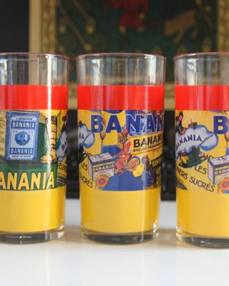 3 BICCHIERI BANANIA h 12,5 cm nuovi mai usati da c