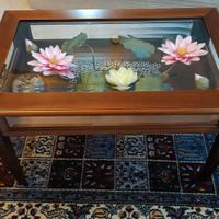 Tavolino artigianale in noce nazionale con piano i