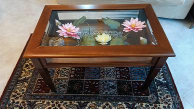 Tavolino artigianale in noce nazionale con piano i