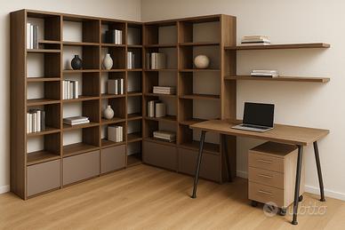 Ufficio con libreria GOLF angolo eucalipto