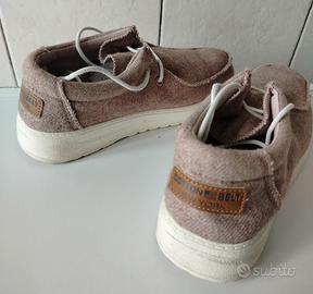 scarpe Cotton Belt slip-on tessuto rosa/beige