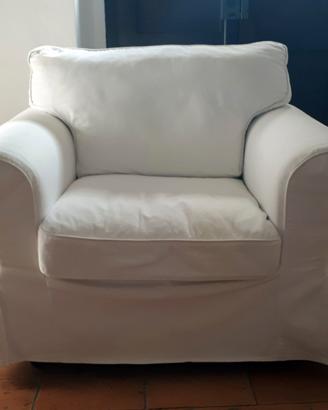 Poltrona Ektorp Ikea con fodera cotone bianca