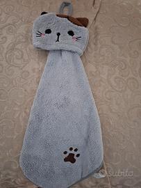 Asciugamano Gatto in Microfibra con Asola
