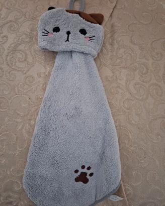 Asciugamano Gatto in Microfibra con Asola