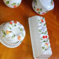 Set cucina ceramica bianca decoro frutta