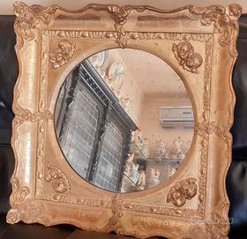 Specchio Ottocento in legno dorato e intagliato