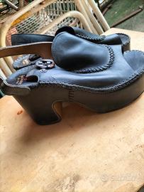 vintage, zoccoli con zeppa fine anni '60