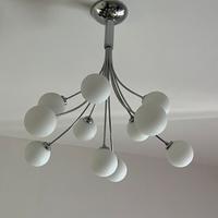Lampadario a sfere di vetro cromato
