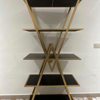 Libreria classica a clessidra oro e vetro nero