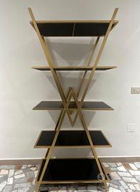 Libreria classica a clessidra oro e vetro nero