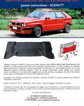 DELTA INTEGRALE 16v - panno sottocofano 82450177