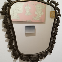 Specchio da parete in ottone, vintage anni 60