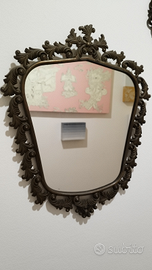 Specchio da parete in ottone, vintage anni 60