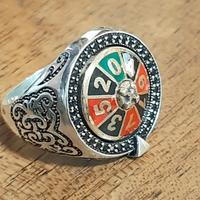 anello uomo argento 925 onici roulette che gira