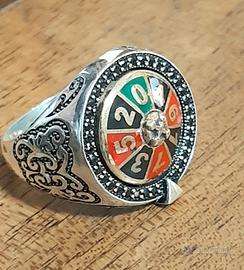 anello uomo argento 925 onici roulette che gira