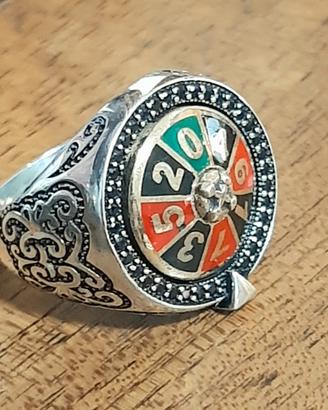 anello uomo argento 925 onici roulette che gira