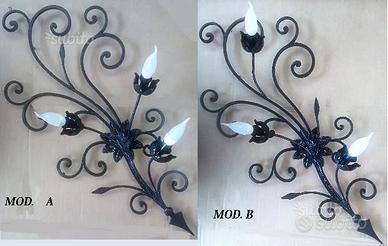 Lampadario applique in ferro forgiato a mano