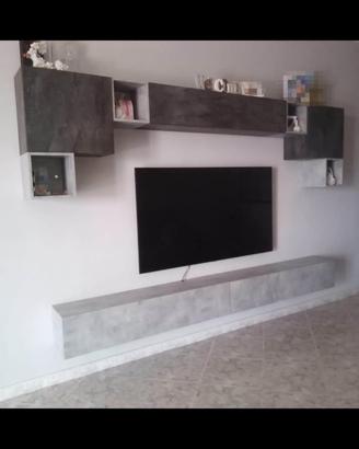 Parete attrezzata e mobile ingresso +specchio