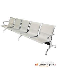 Panca per sala attesa 5 posti in acciaio Silver