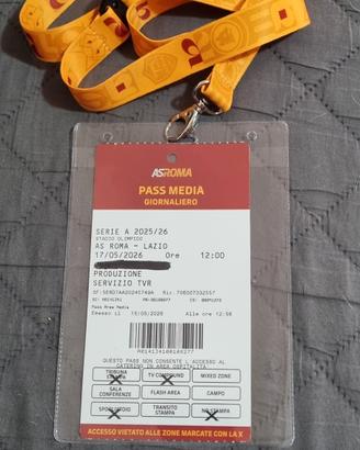 laccio con pass  partita Roma Lazio