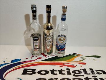 TRIS BELUGA VODKA BOTTIGLIE VUOTE DIVERSE 