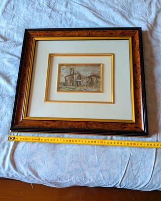 QUADRO LASTRA ARGENTO 925 CHIESA CORNICE LEGNO  Qu