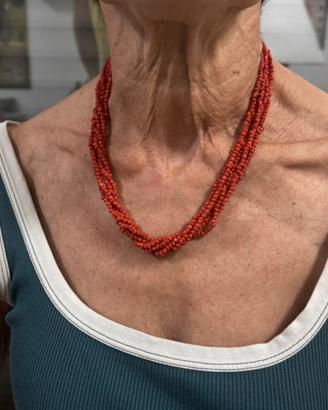 Collana multi filo vero Corallo Sardegna
