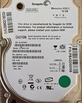 Hard Disk Seagate Momentus 4200.2 – 50GB 2.5" IDE