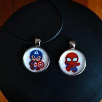 Collana Handmade Marvel (Cap. America+Spiderman)