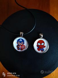 Collana Handmade Marvel (Cap. America+Spiderman)