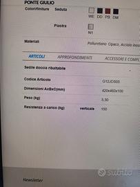 nuovo seggiolino per doccia marca  ponte giulio