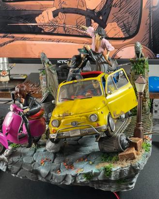 🎨 Diorama Dipinto a Mano – Lupin III & Fiat 500🎨