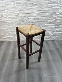 Sgabello legno sedile paglia ristorante