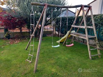 ALTALENA BIPOSTO IN LEGNO CON SCIVOLO