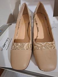 Scarpe classiche donna vera pelle color crema 