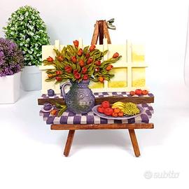 Quadretto miniatura decorativo fiori e frutta